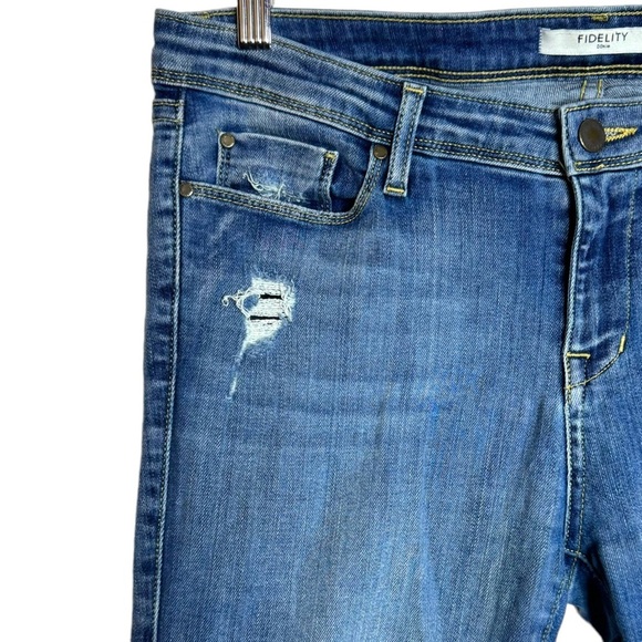 Fidelity Denim Mila Low Rise Ankle Slim Blue Jeans Faded Whiskering 30 - Picture 5 of 16